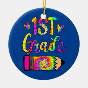 Funny Outfits 1th Grade Teacher Zurück in die Schu Keramik Ornament