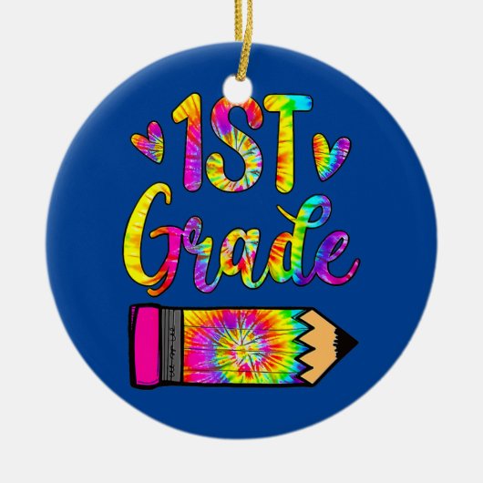 Funny Outfits 1th Grade Teacher Zurück in die Schu Keramik Ornament (Vorne)