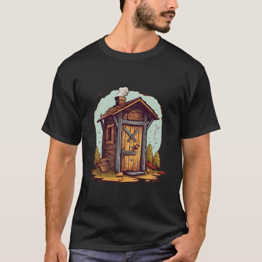 Funny Outhouse Toilette für mit Spaß und Joke T-Shirt (Vorderseite)