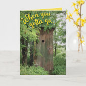 Funny Outhouse, wenn Sie neue Arbeit gehen Karte (Gelbe Blume)