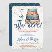 Funny Outta Here Retirement Party Einladung (Vorne/Hinten)