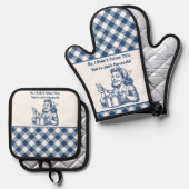 Funny Oven Mitt und Pot Holder Set Retro Kariert (Vorderseite/Rückseite)
