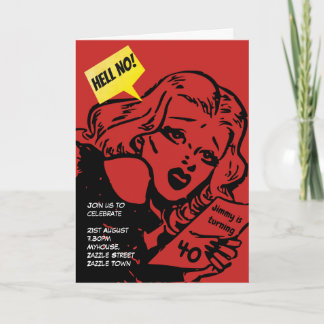 FUNNY Over Hill Birthday Invites - Retro COMIC Einladung