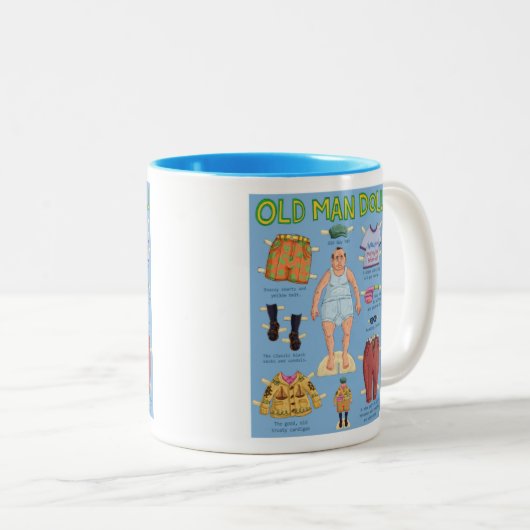 FUNNY Over the Hill - Alte MAN Paper Doll. Zweifarbige Tasse (VorderseiteRechts)