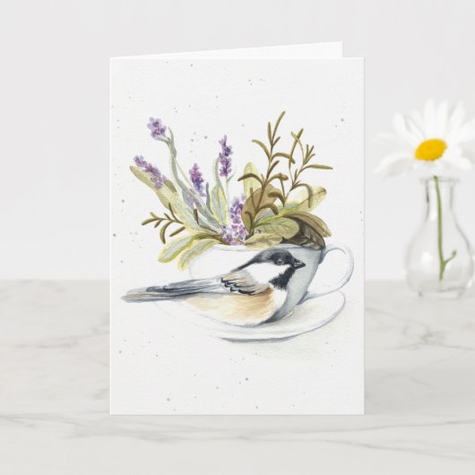Funny Over the Hill Birthday Card - Chickadee Bird Karte (Kleine Pflanze)