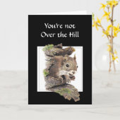 Funny Over the Hill Birthday Squirrel Card Karte (Gelbe Blume)