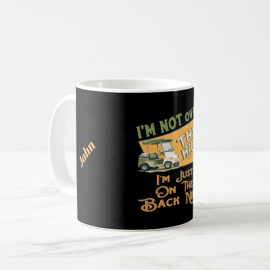 Funny Over The Hill Golf Cart Golfer Kaffeetasse (Vorderseite Links)