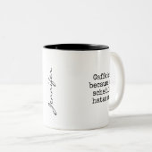 Funny Overbooked Coffee Lover Mug Zweifarbige Tasse (VorderseiteRechts)
