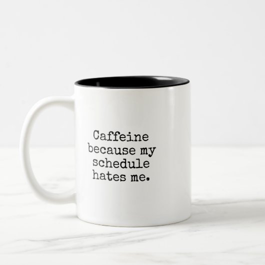 Funny Overbooked Coffee Lover Mug Zweifarbige Tasse (Links)