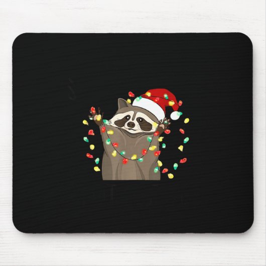 Funny Overstimulated But Festive Raccoon Christmas Mousepad (Vorne)