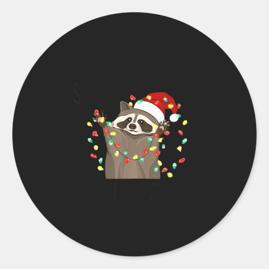 Funny Overstimulated But Festive Raccoon Christmas Runder Aufkleber (Vorderseite)