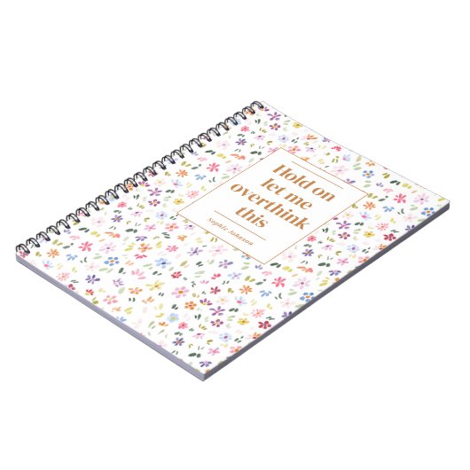 Funny Overthink This Quote Floral Personalized Notizblock (Linke Seite)