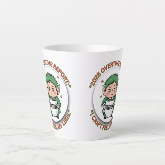 Funny Overtime Elf Christmas Coffee Mug – Office B Milchtasse (Vorderseite)
