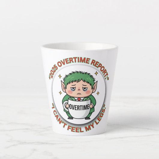 Funny Overtime Elf Christmas Coffee Mug – Office B Milchtasse (Vorderseite)