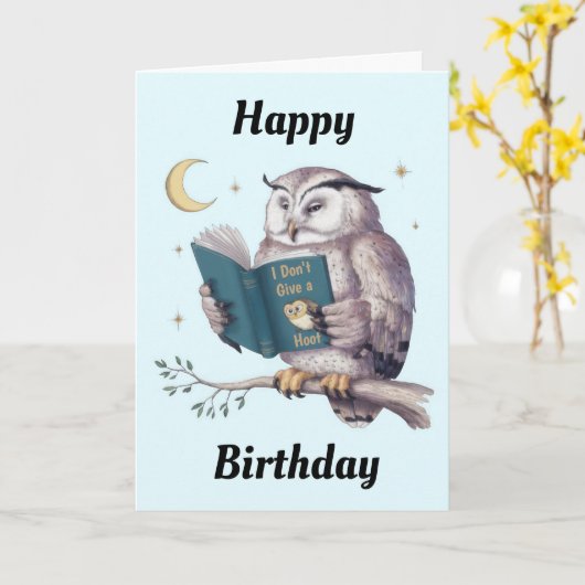 Funny Owl Birthday Karte (Gelbe Blume)