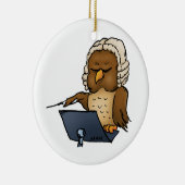 Funny Owl Conductor Cartoon Keramik Ornament (Rechts)
