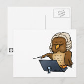 Funny Owl Conductor Cartoon Postkarte (Vorne/Hinten)