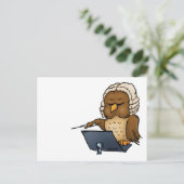 Funny Owl Conductor Cartoon Postkarte (Stehend Vorderseite)
