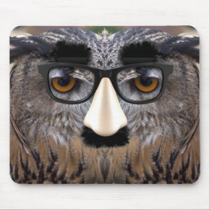 Funny Owl Gesicht mit Maske Mousepad