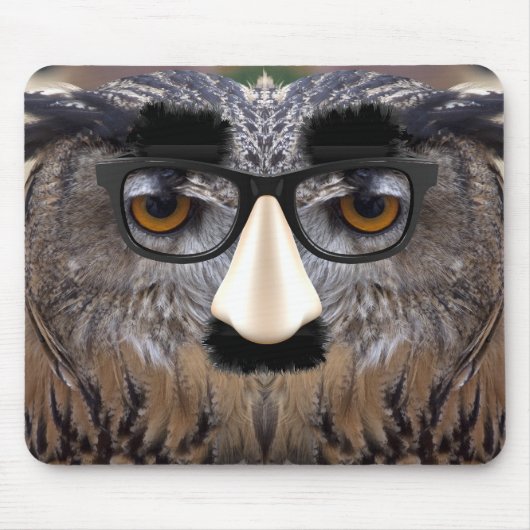 Funny Owl Gesicht mit Maske Mousepad (Vorne)