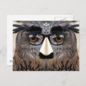 Funny Owl Gesicht mit Maske Postkarte (Vorne/Hinten)