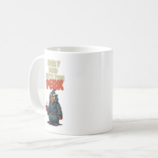 Funny Owl Holding Coffee Tasse (Vorderseite Links)