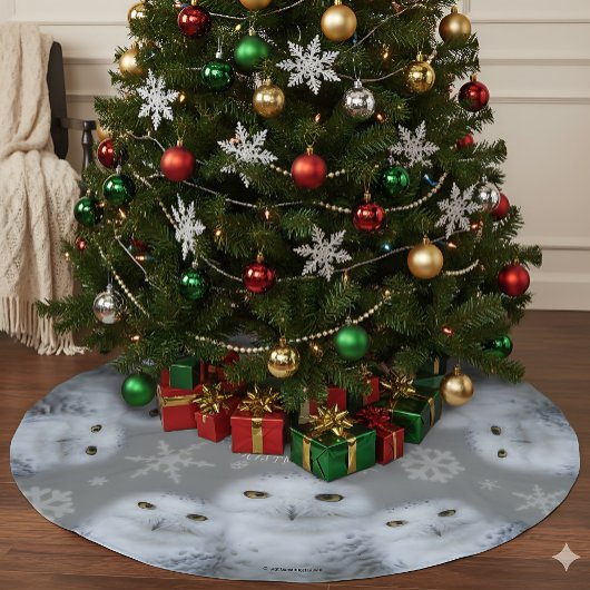 Funny Owl Ich Wollte für Weihnachten Snowy Owls Fa Polyester Weihnachtsbaumdecke