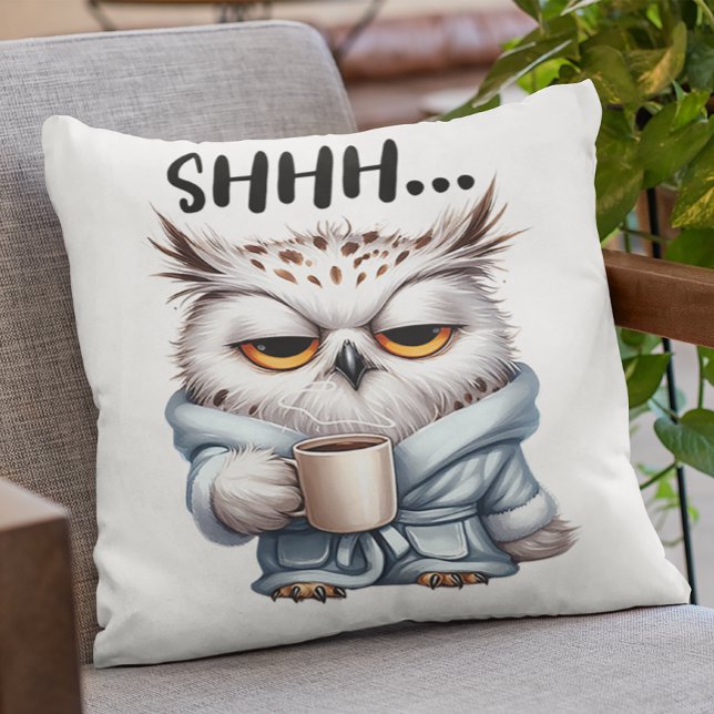 Funny Owl Kaffee Lover Antisocial Hass Morgens Kissen (Von Creator hochgeladen)