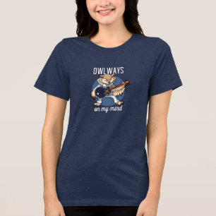 Funny Owl läuft auf meinem Mind Music Cartoon Tri-Blend Shirt