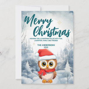Funny OWL Merry Xmas Baum Schnee Feier Feiertagskarte
