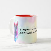 Funny Owl "Milk Please!" For Little Animal Lovers Zweifarbige Tasse (Vorderseite Links)