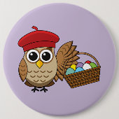 Funny Owl Ostereier Jagd Button (Vorderseite)