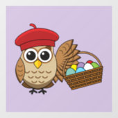 Funny Owl Ostereier Jagd Fensteraufkleber (Blatt)