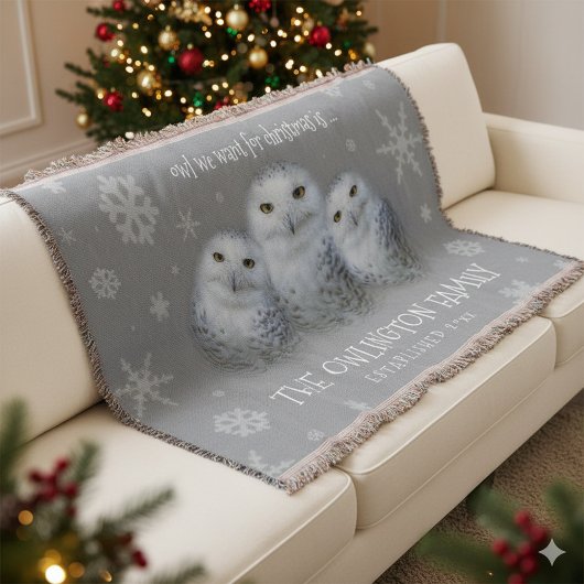Funny Owl We Want for Christmas ... Snowy Owls Decke