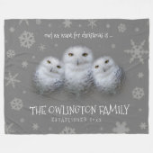Funny Owl We Want for Christmas ... Snowy Owls Fleecedecke (Vorderseite (Horizontal))