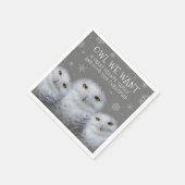 Funny Owl Wir Wollte zu Weihnachten ... Snowy Owls Serviette (Ecke)