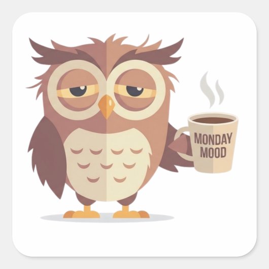 Funny Owl With Monday Mood Coffee Sticker (Vorderseite)