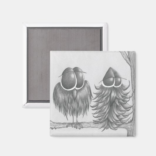 Funny Owls Magnet (Vorderseite/Rückseite)