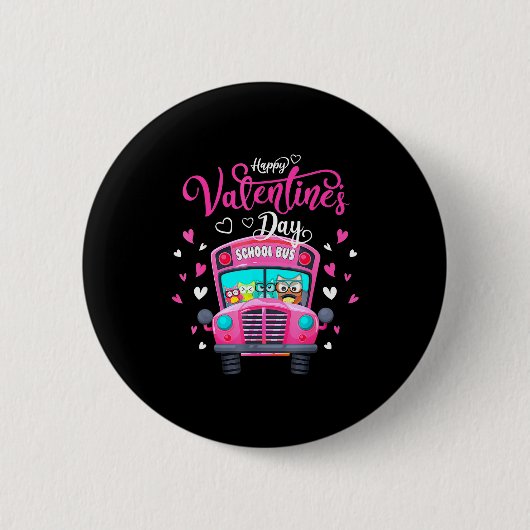 Funny Owls School Bus Driver Happy Valentines Day Button (Vorderseite)