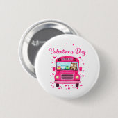 Funny owls school bus driver happy valentines day button (Vorne & Hinten)
