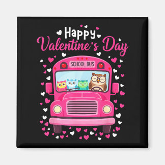 Funny owls school bus driver happy valentines day magnet