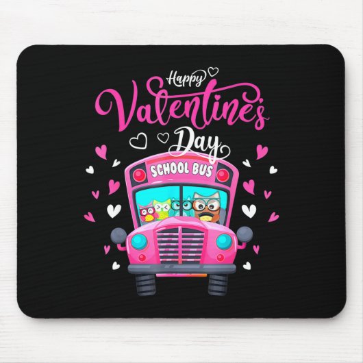 Funny Owls School Bus Driver Happy Valentines Day Mousepad (Vorne)
