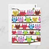 Funny Owls sitzt auf einem Ast Muster Postkarte (Vorne/Hinten)