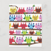 Funny Owls sitzt auf einem Ast Muster Postkarte (Vorderseite)