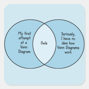 Funny Owls Venn Diagramm Quadratischer Aufkleber