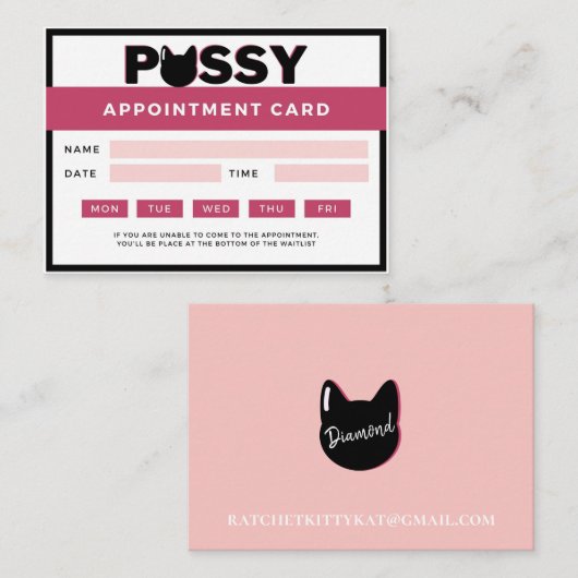 Funny P Ernennung | Kitty Cat  Terminkarte (Vorne/Hinten)