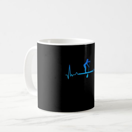 Funny Paddleboarding Heartbeat Kaffeetasse (Vorderseite Links)