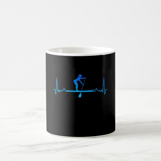 Funny Paddleboarding Heartbeat Kaffeetasse (Mittel)