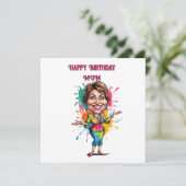 Funny Paint splash Mama Birthday Karikatur Karte (Stehend Vorderseite)