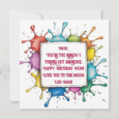 Funny Paint splash Mama Birthday Karikatur Karte (Rückseite)